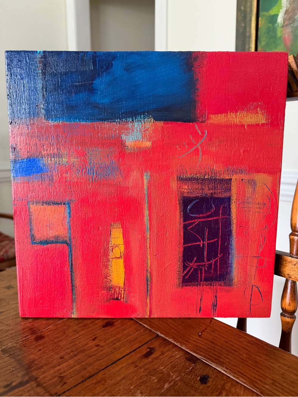 Original abstract paintings in acrylic on wood panels.